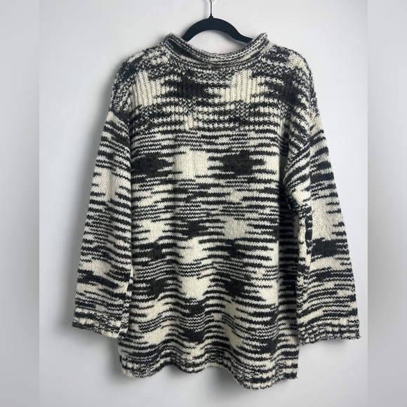 Urban Outfitters Ecote Grey White Gradient Print Mock Neck Wool Blend Sweater L - Picture 4 of 10